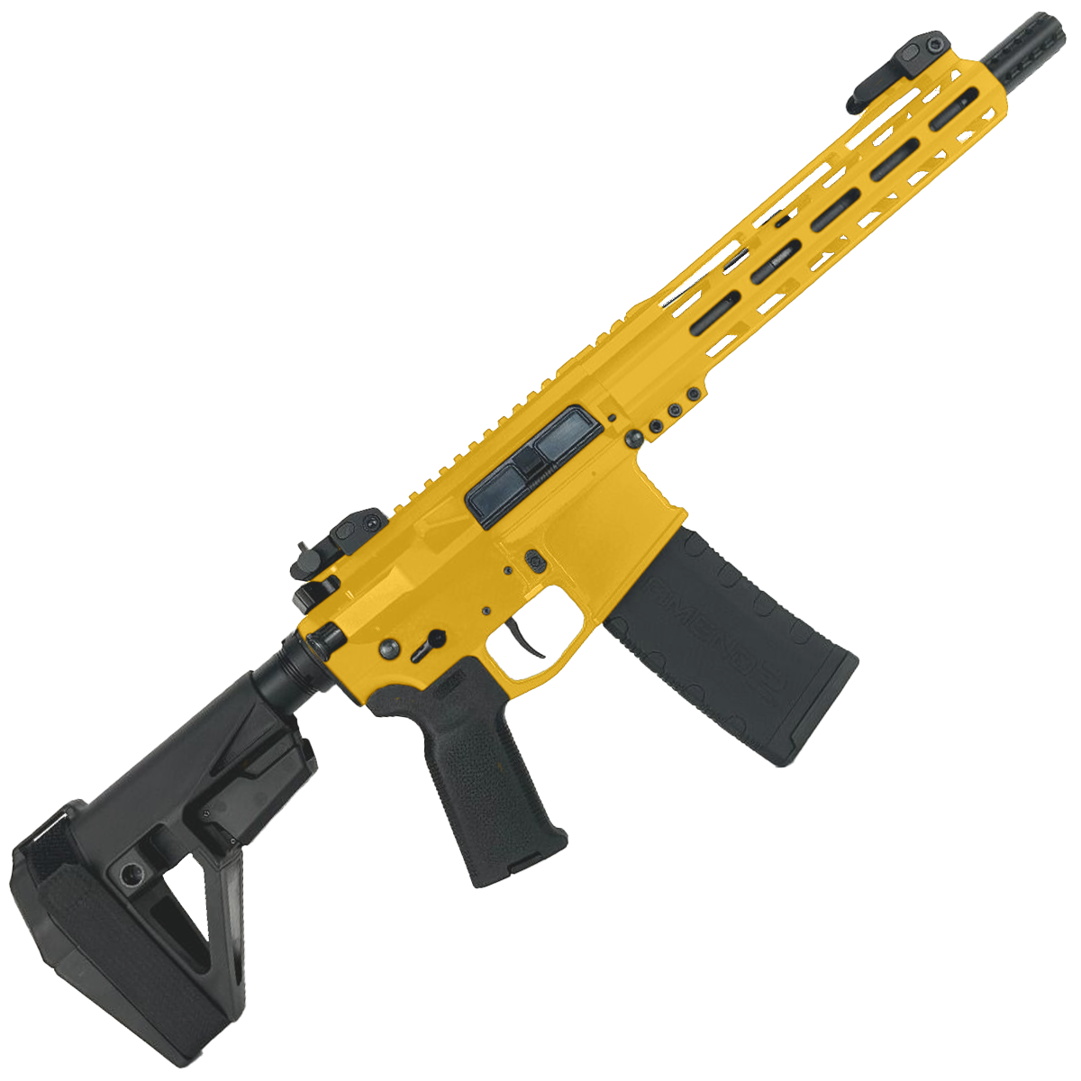 AR-15 Semi Auto .300BLK Pistol 10" Barrel Slim M-Lok Handguard SBA5 Brace - Gold