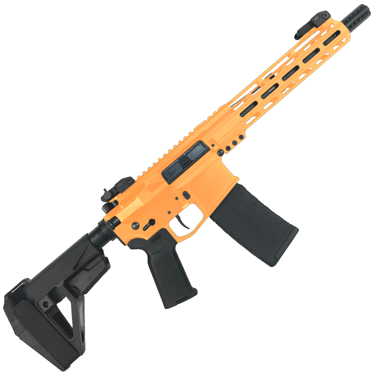 AR-15 Semi Auto .300BLK Pistol 10" Barrel Slim M-Lok Handguard SBA5 Brace - Tequila Sunrise Orange