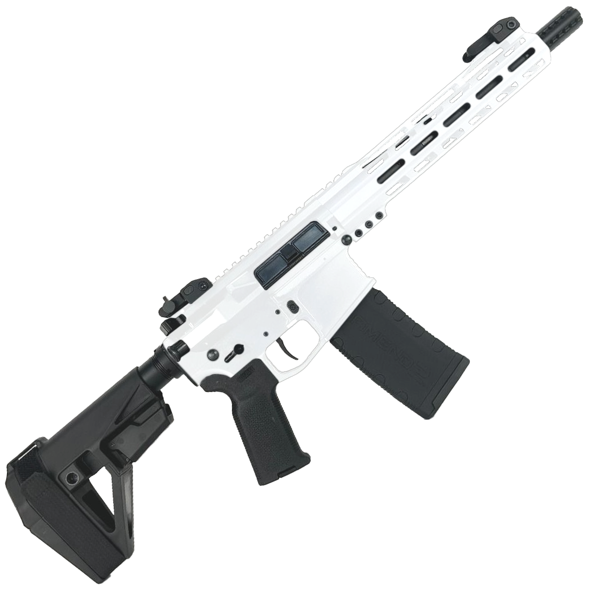 AR-15 Semi Auto .300BLK Pistol 10" Barrel Slim M-Lok Handguard SBA5 Brace - Storm Trooper White