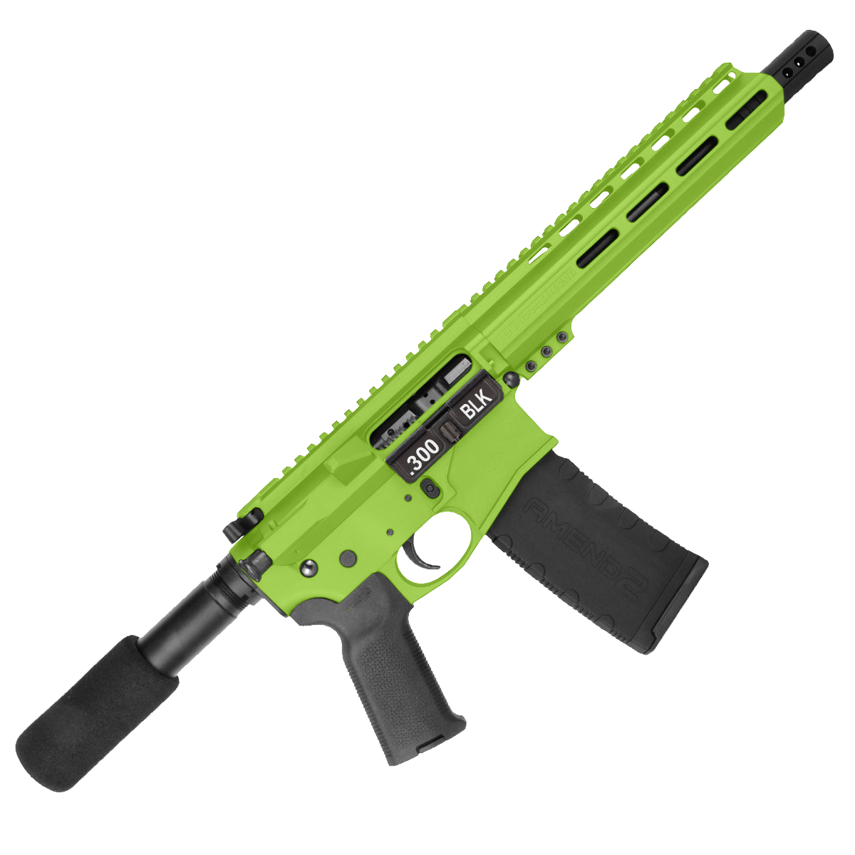 AR15 .300BLK Pistol Billet Upper/ Lower 8" Nitride Barrel 9" M-Lok Handguard - Zombie Green