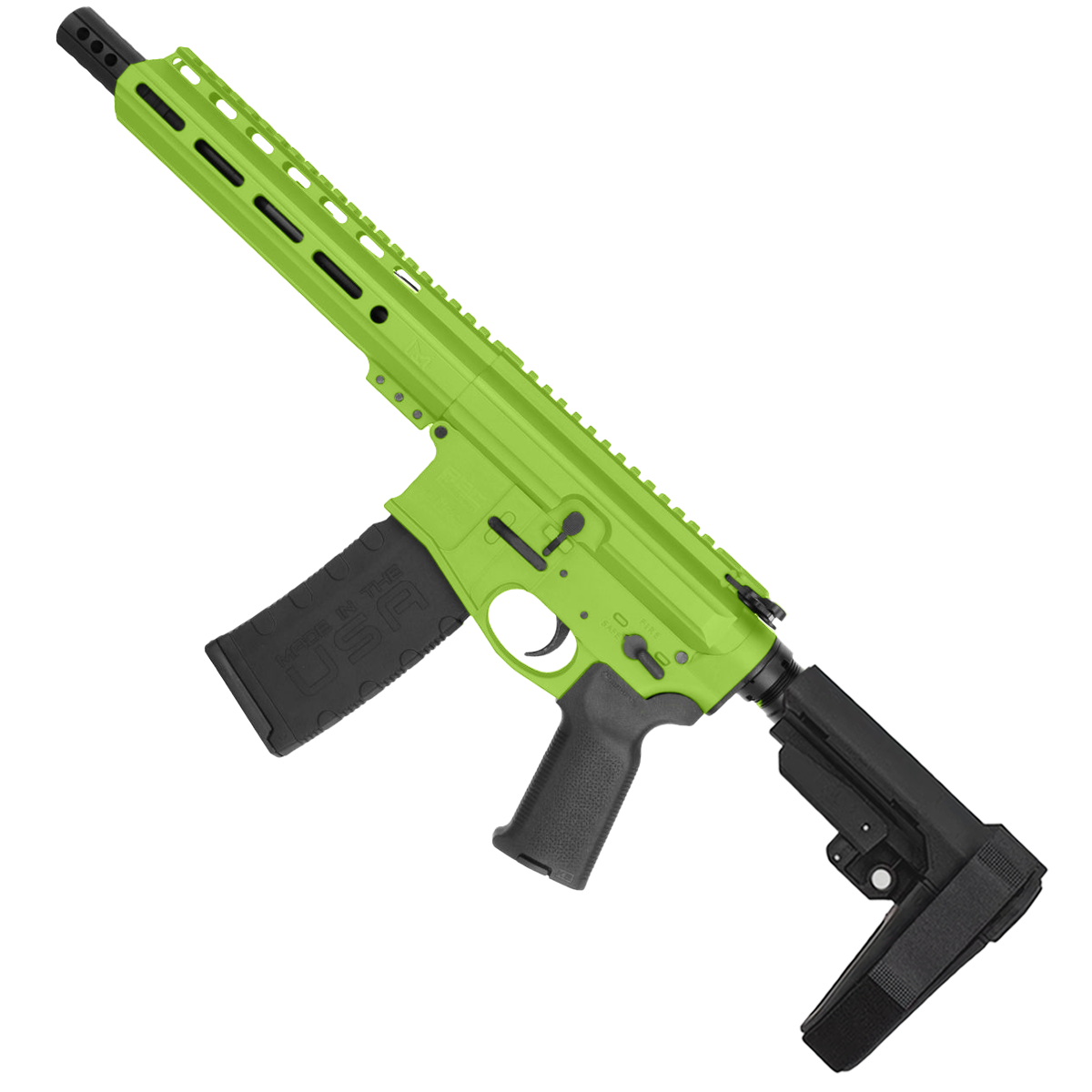 AR15 .300BLK Pistol Billet Upper/ Lower 8" Nitride Barrel 9" M-Lok Handguard - Zombie Green