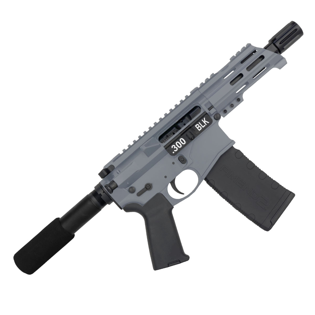 AR15 Micro .300 BLK Pistol Billet Upper/ Lower 5" Barrel Custom M-Lok Handguard- SNIPER GREY