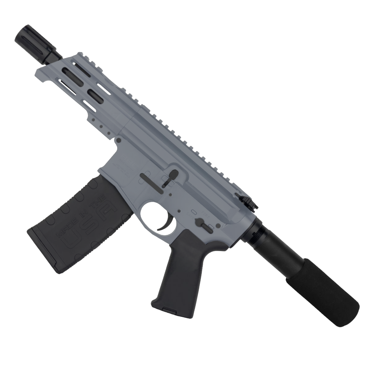 AR15 Micro .300 BLK Pistol Billet Upper/ Lower 5" Barrel Custom M-Lok Handguard- SNIPER GREY
