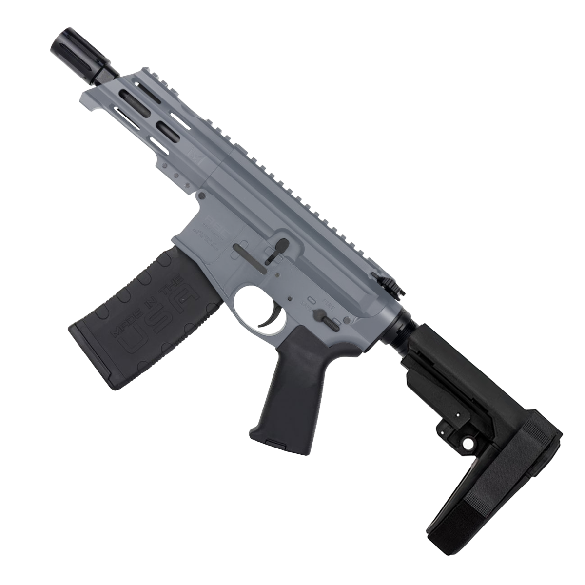 AR15 Micro .300 BLK Pistol Billet Upper/ Lower 5" Barrel Custom M-Lok Handguard- SNIPER GREY