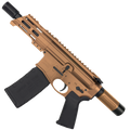 AR15 Micro .300 BLK Pistol Billet Upper/ Lower 5" Barrel Custom M-Lok Handguard with Micro Buffer Tube - Burnt Bronze