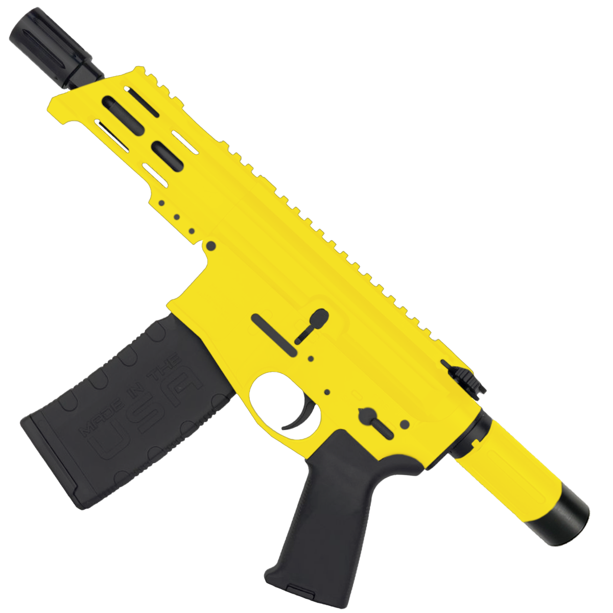 AR15 Micro .300 BLK Pistol Billet Upper/ Lower 5" Barrel Custom M-Lok Handguard with Micro Buffer Tube - Lemon Zest