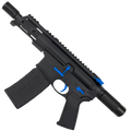 AR15 Two-Tone Micro .300 BLK Pistol Billet Upper/ Lower 5" Barrel Custom M-Lok Handguard with Micro Buffer Tube - Black and Flame Blue