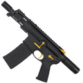 AR15 Two-Tone Micro .300 BLK Pistol Billet Upper/ Lower 5" Barrel Custom M-Lok Handguard with Micro Buffer Tube - Black and Gold