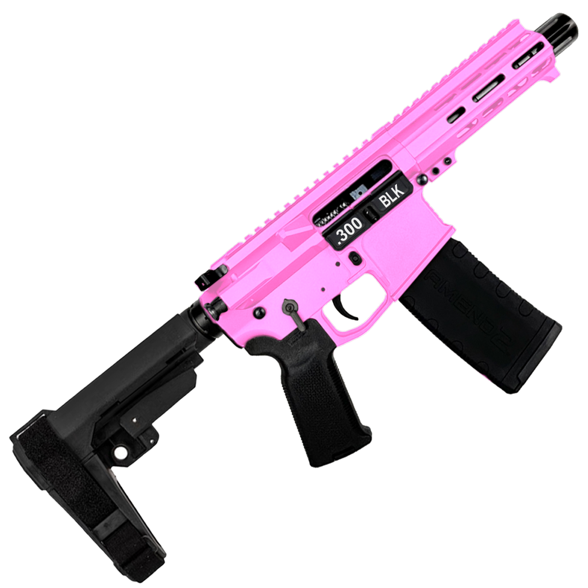 AR15 300 AAC Blackout Custom SBA3 Braced Billet Pistol 5" Barrel - Sig Pink