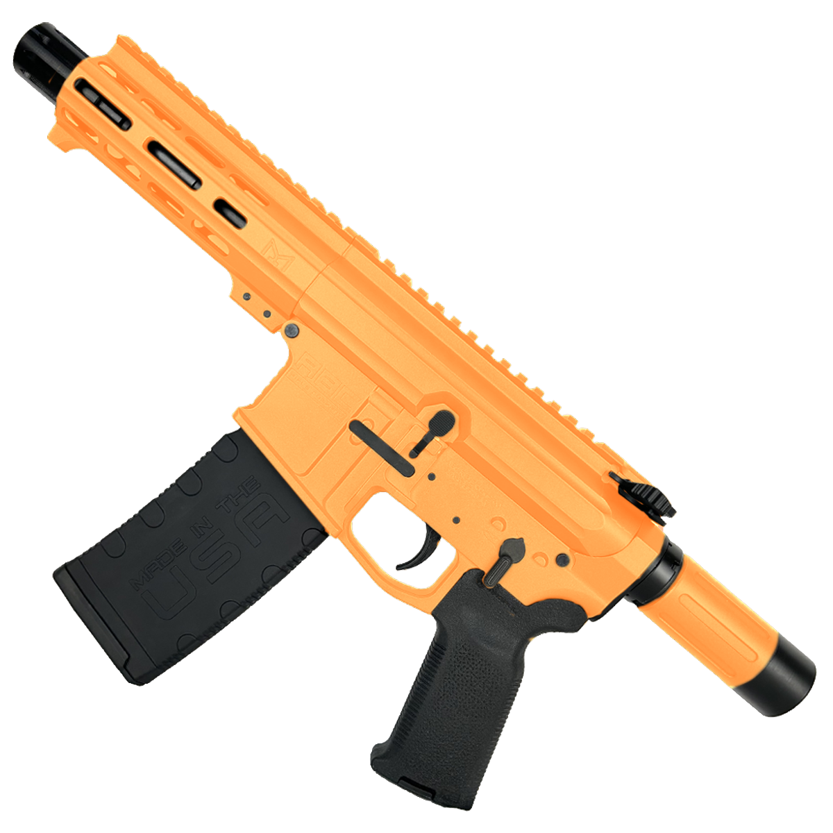 AR15 .300 Blackout "MINI MICRO" Custom 18" Billet Pistol 5" Barrel - Tequila Sunrise Orange