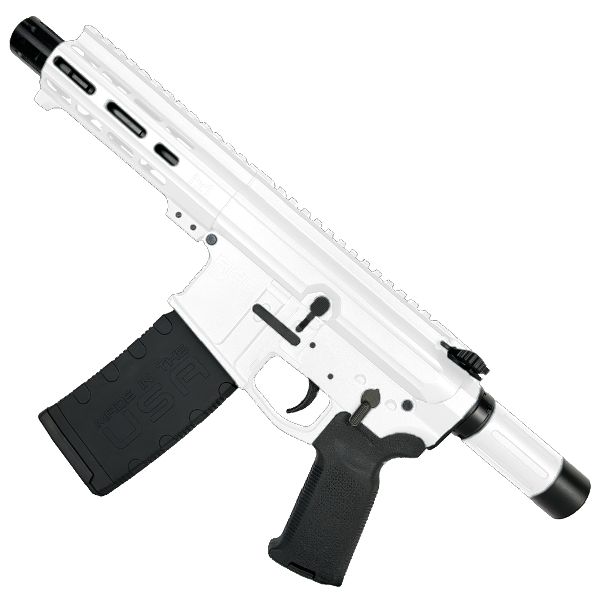 AR15 .300 Blackout "MINI MICRO" Custom 18" Billet Pistol 5" Barrel-White
