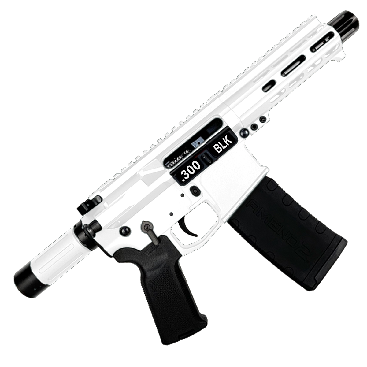 AR15 .300 Blackout "MINI MICRO" Custom 18" Billet Pistol 5" Barrel-White