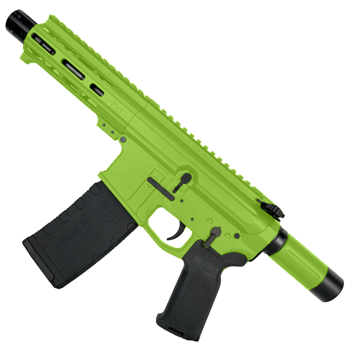 AR15 .300 Blackout "MINI MICRO" Custom 18" Billet Pistol 5" Barrel - Zombie Green