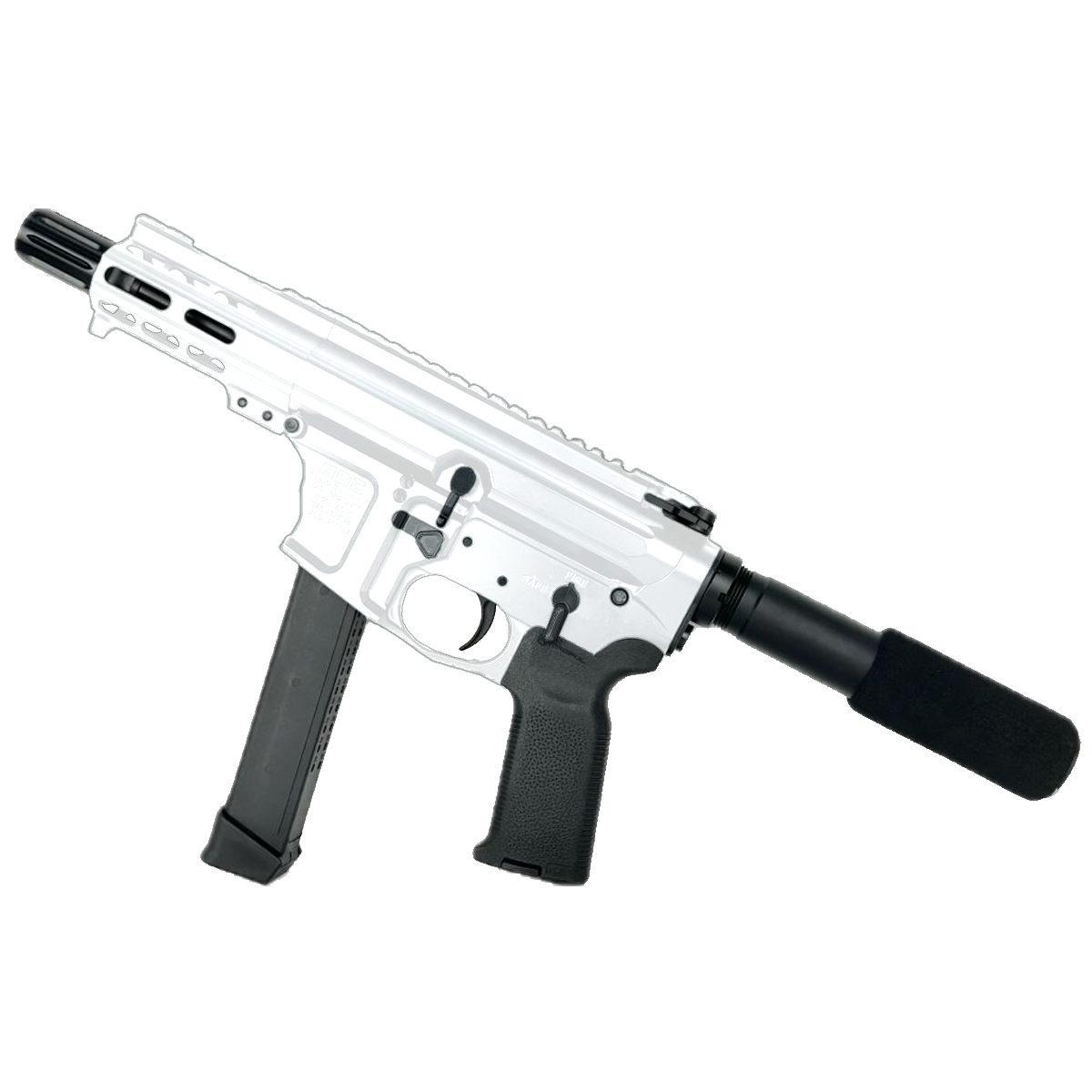 AR .40 S&W Pistol 4" Barrel Custom 4" MLOK Handguard-White