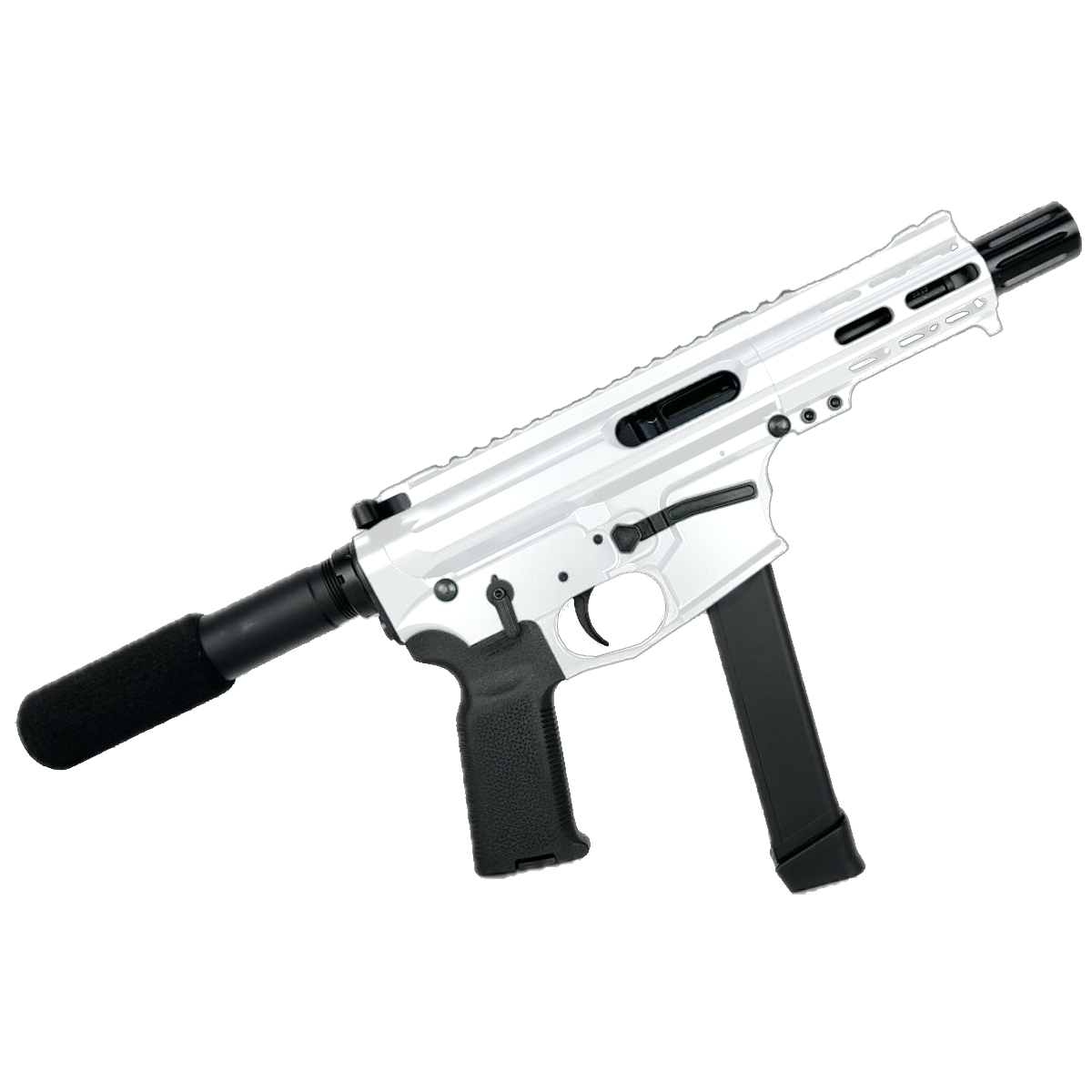 AR .40 S&W Pistol 4" Barrel Custom 4" MLOK Handguard-White