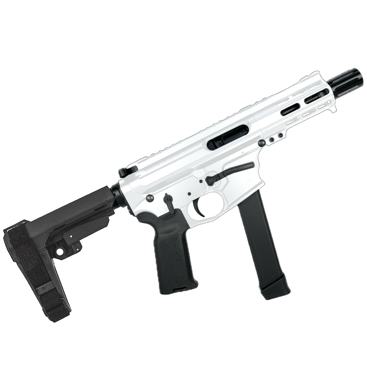 AR .40 S&W Pistol 4" Barrel Custom 4" MLOK Handguard-White