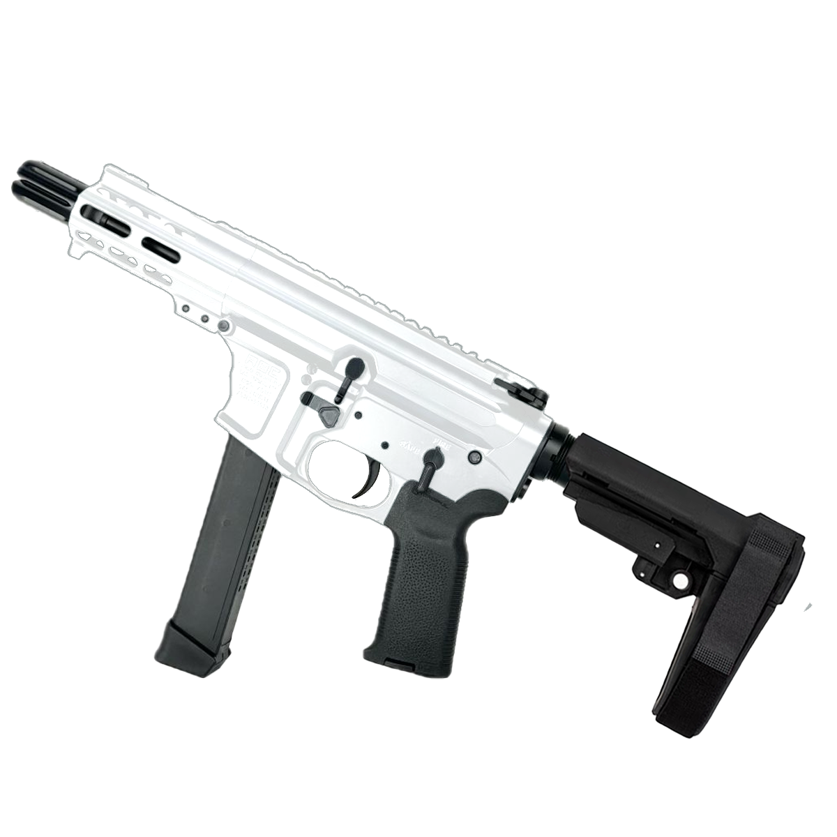 AR .40 S&W Pistol 4" Barrel Custom 4" MLOK Handguard-White