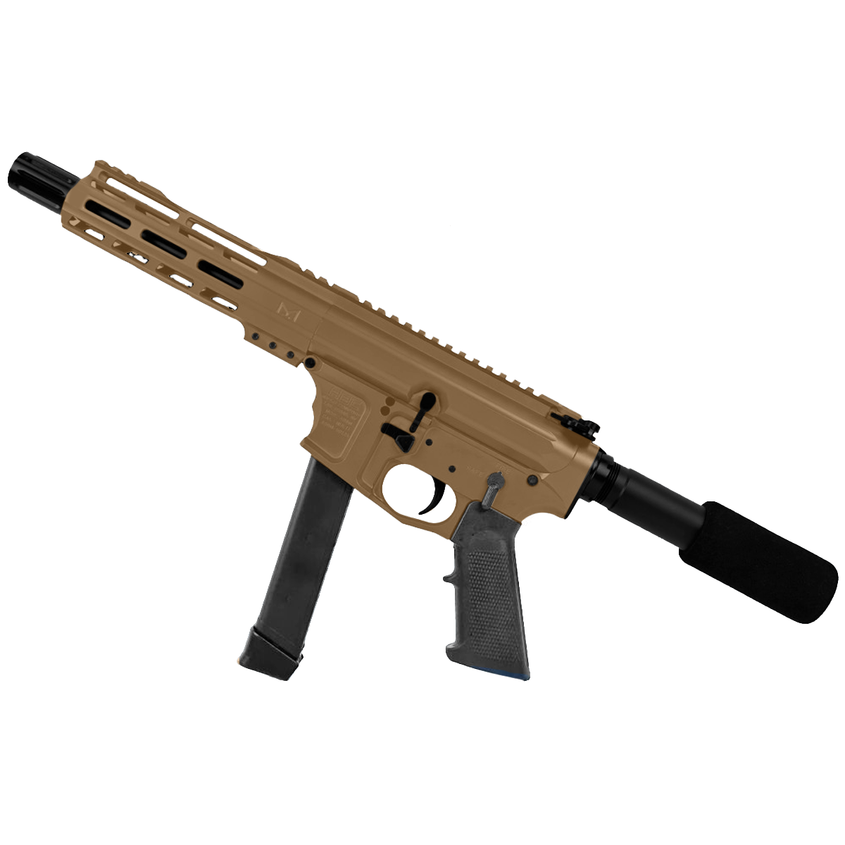 American Built Custom Slick Side AR-40 Pistol 8" Barrel MLOK Handguard - Burnt Bronze