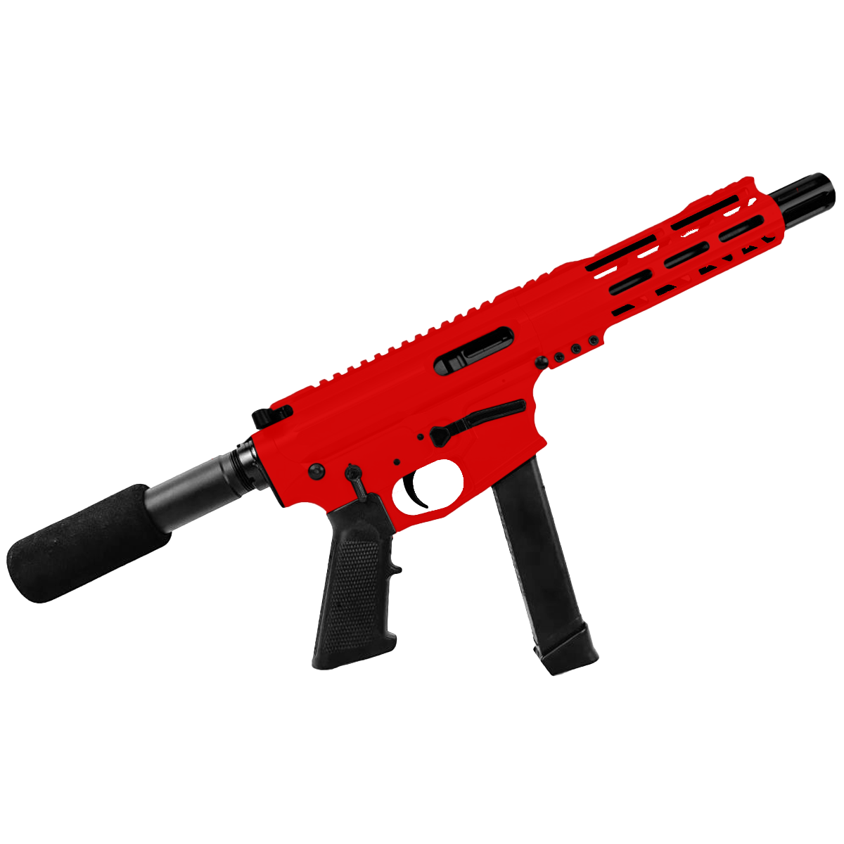 American Built Custom Slick Side AR-40 Pistol 8" Barrel MLOK Handguard - Red