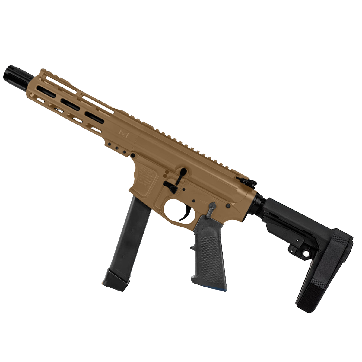 American Built Custom Slick Side AR-40 Pistol 8" Barrel MLOK Handguard - Burnt Bronze