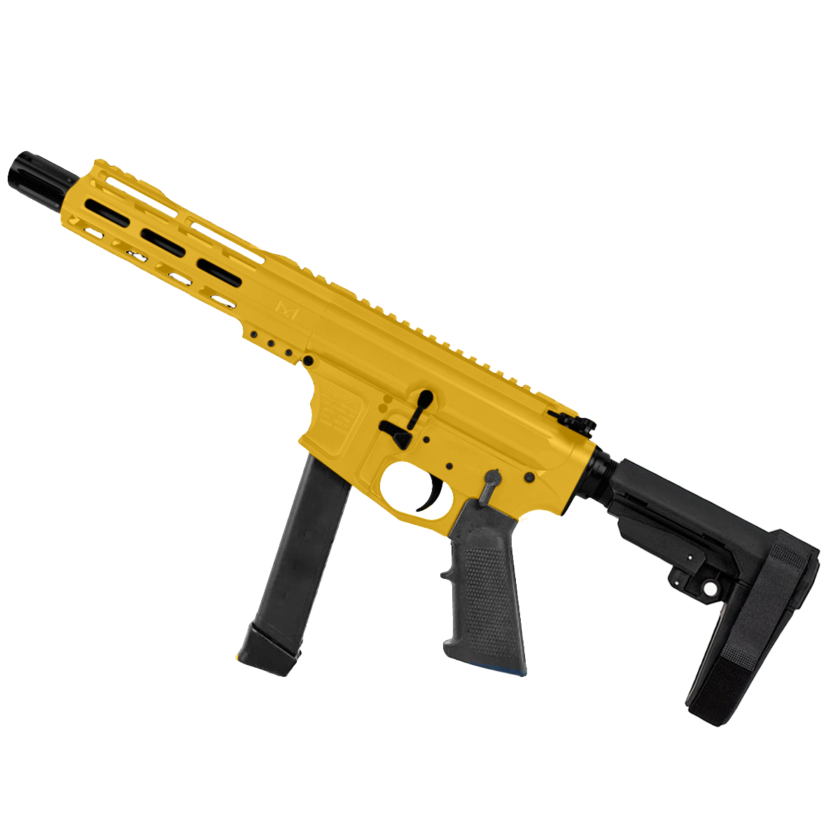 American Built Custom Slick Side AR-40 Pistol 8" Barrel MLOK Handguard - Gold