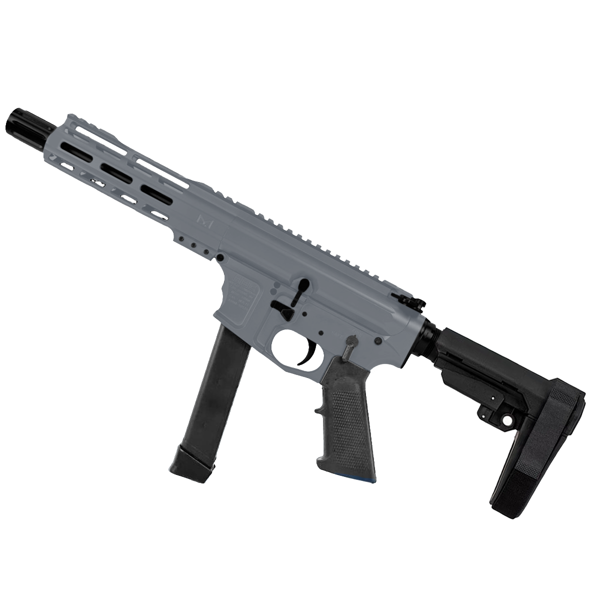 American Built Custom Slick Side AR-40 Pistol 8" Barrel MLOK Handguard - Sniper Gray