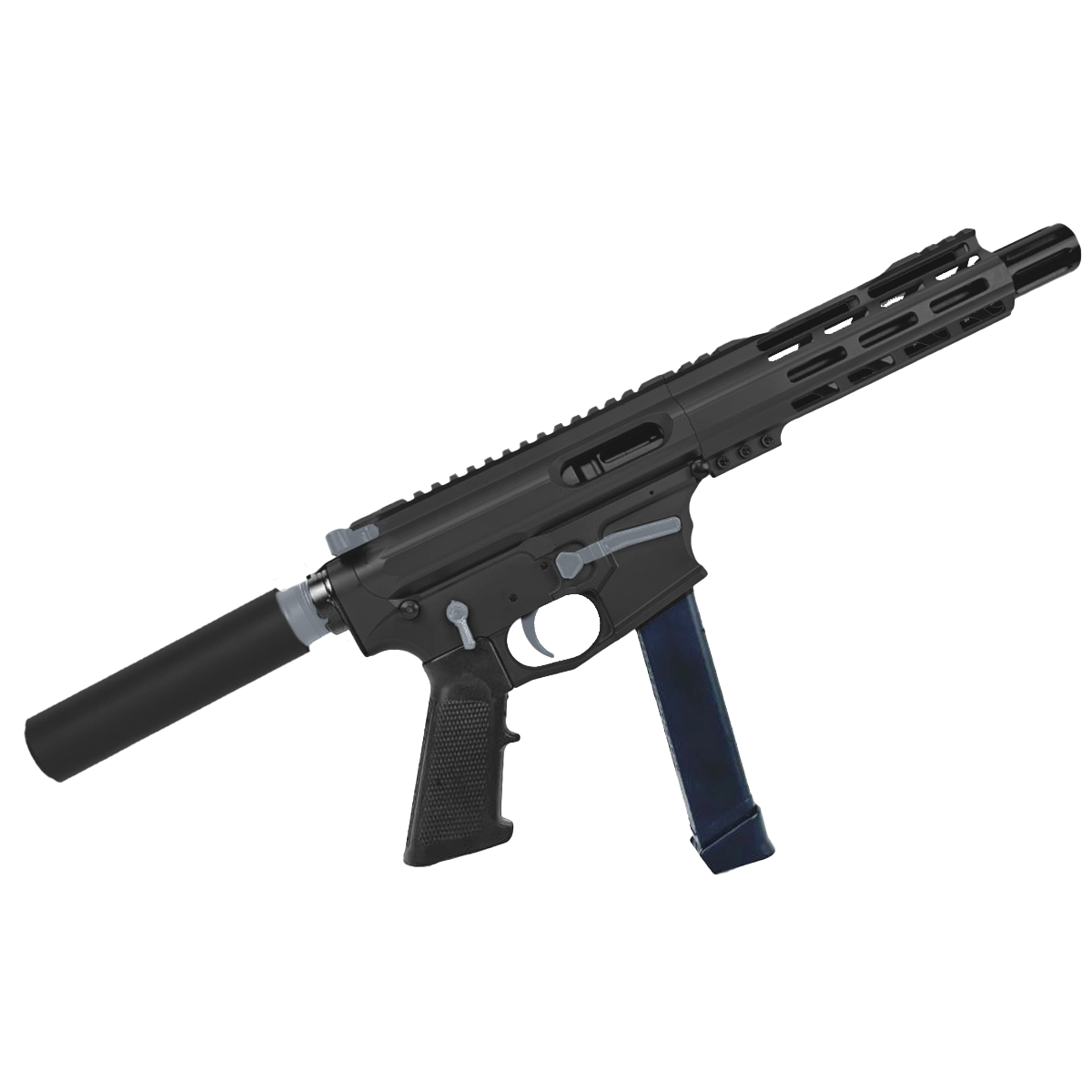 American Built Custom Two-Tone Slick Side AR-40 Pistol 8" Barrel MLOK Handguard - Black and Sniper Gray
