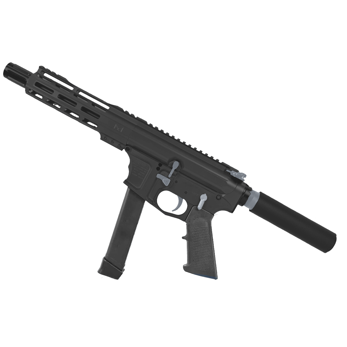 American Built Custom Two-Tone Slick Side AR-40 Pistol 8" Barrel MLOK Handguard - Black and Sniper Gray