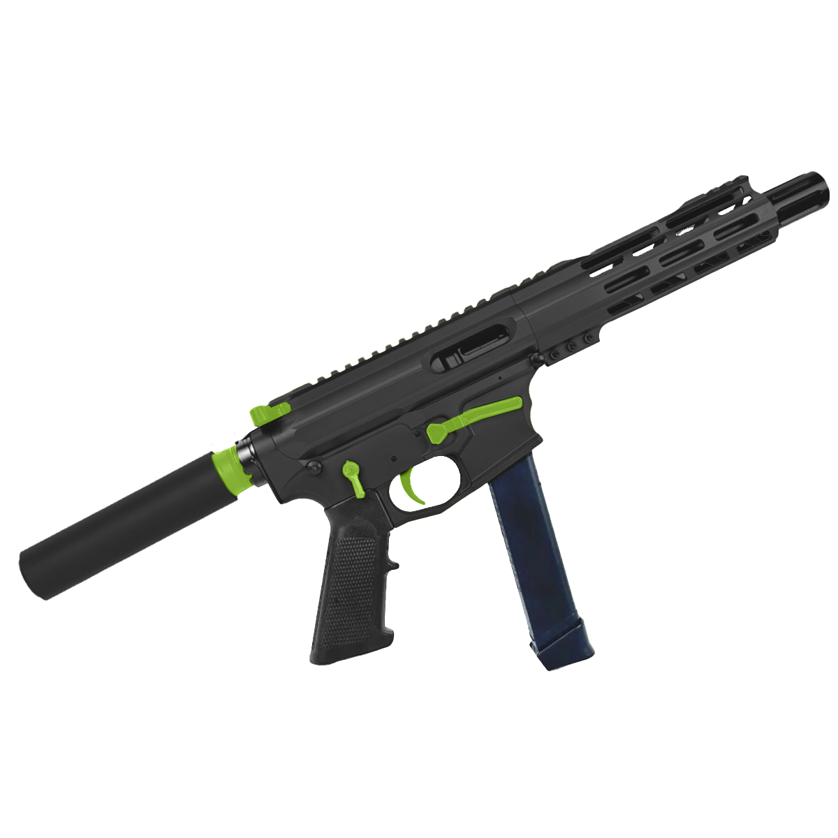 American Built Custom Two-Tone Slick Side AR-40 Pistol 8" Barrel MLOK Handguard - Black and Zombie Green