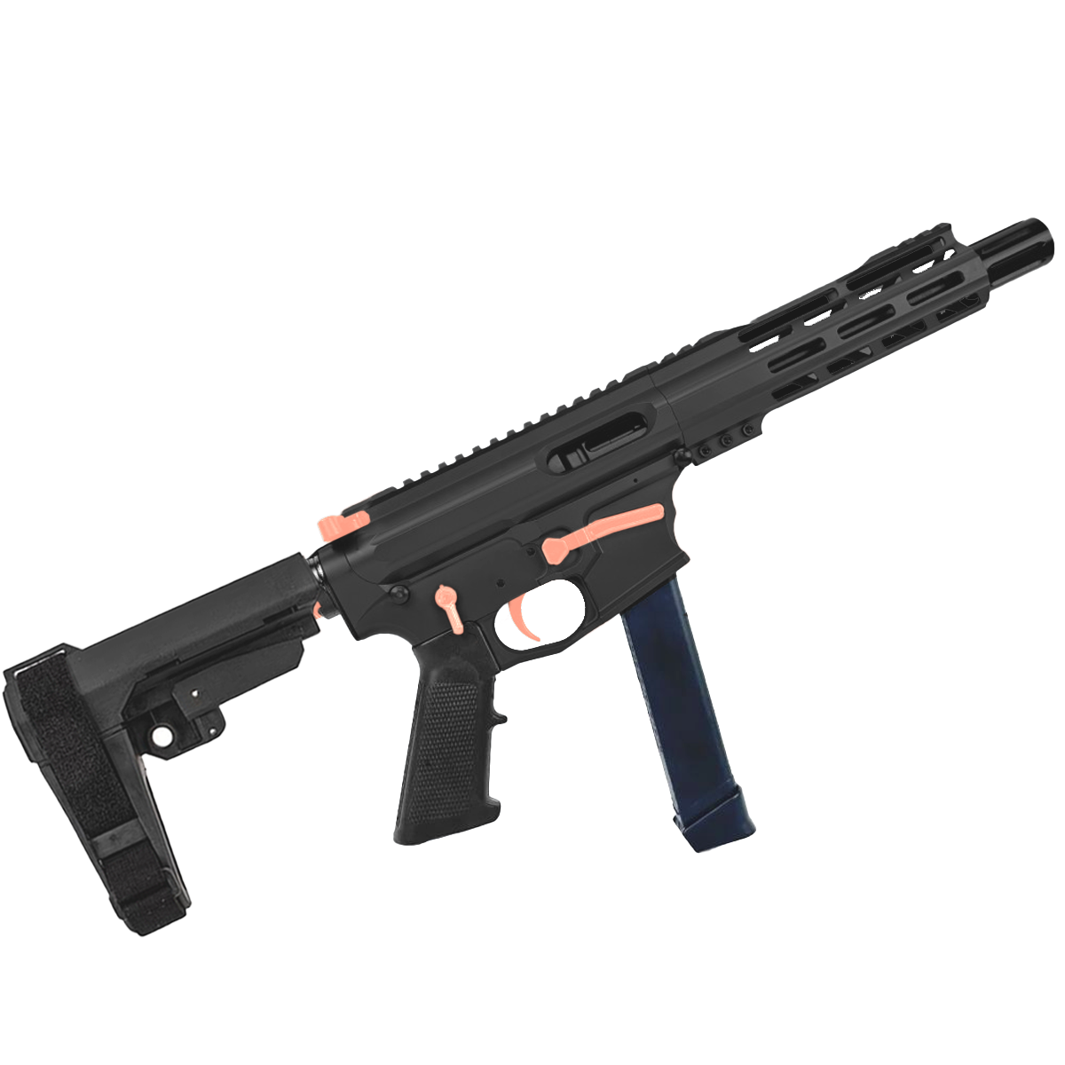 American Built Custom Two-Tone Slick Side AR-40 Pistol 8" Barrel MLOK Handguard - Black and Rose Gold