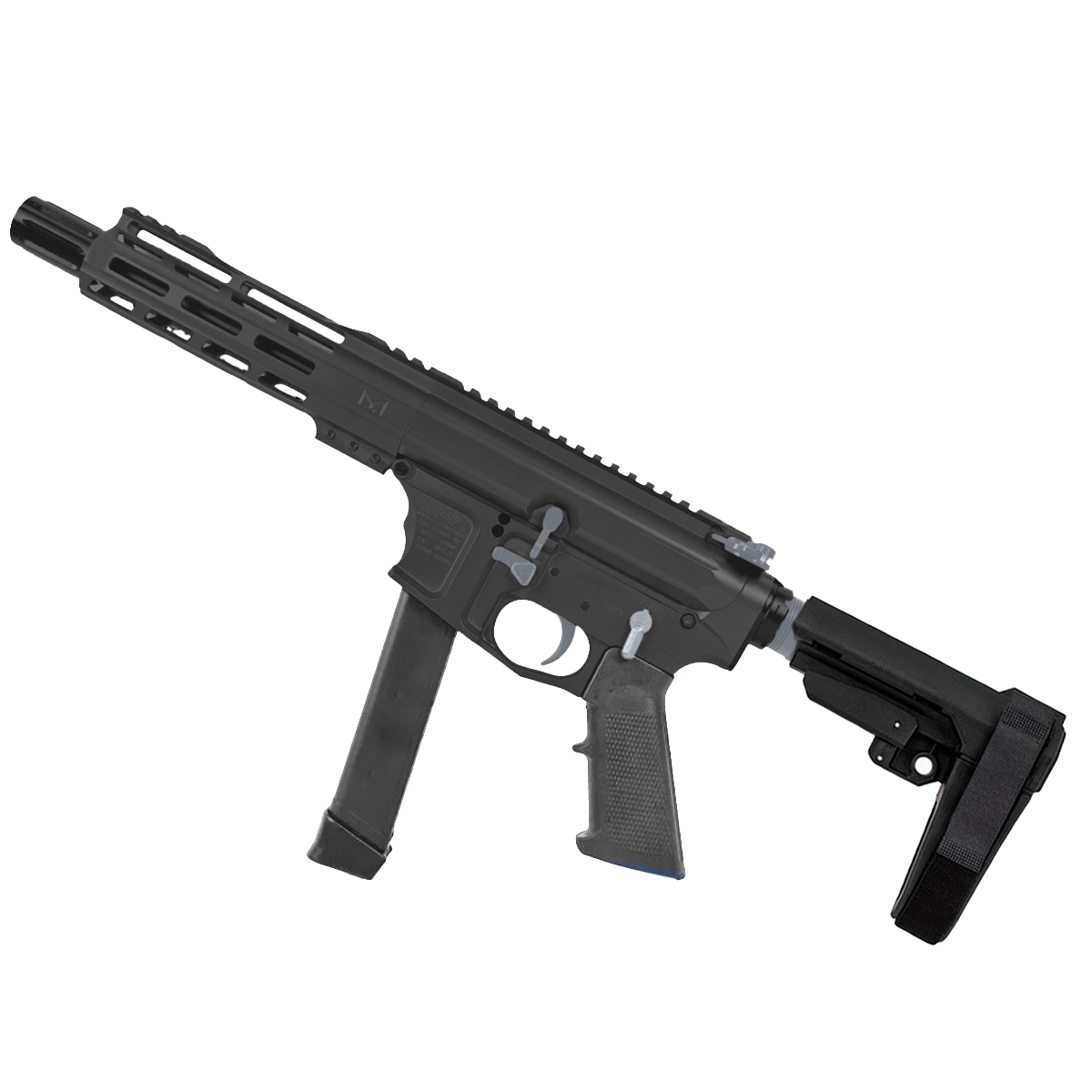 American Built Custom Two-Tone Slick Side AR-40 Pistol 8" Barrel MLOK Handguard - Black and Sniper Gray