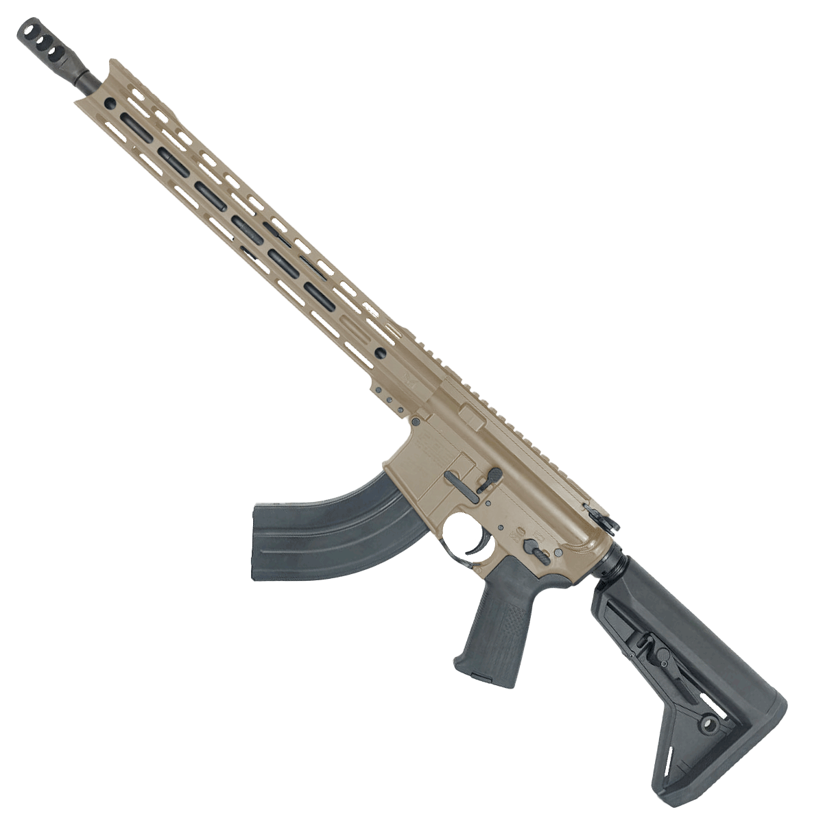 American Built Custom Semi Auto AR-47 7.62X39 MM Rifle16" Barrel Adjustable SL Stock 15" M-LOK Handguard - Flat Dark Earth