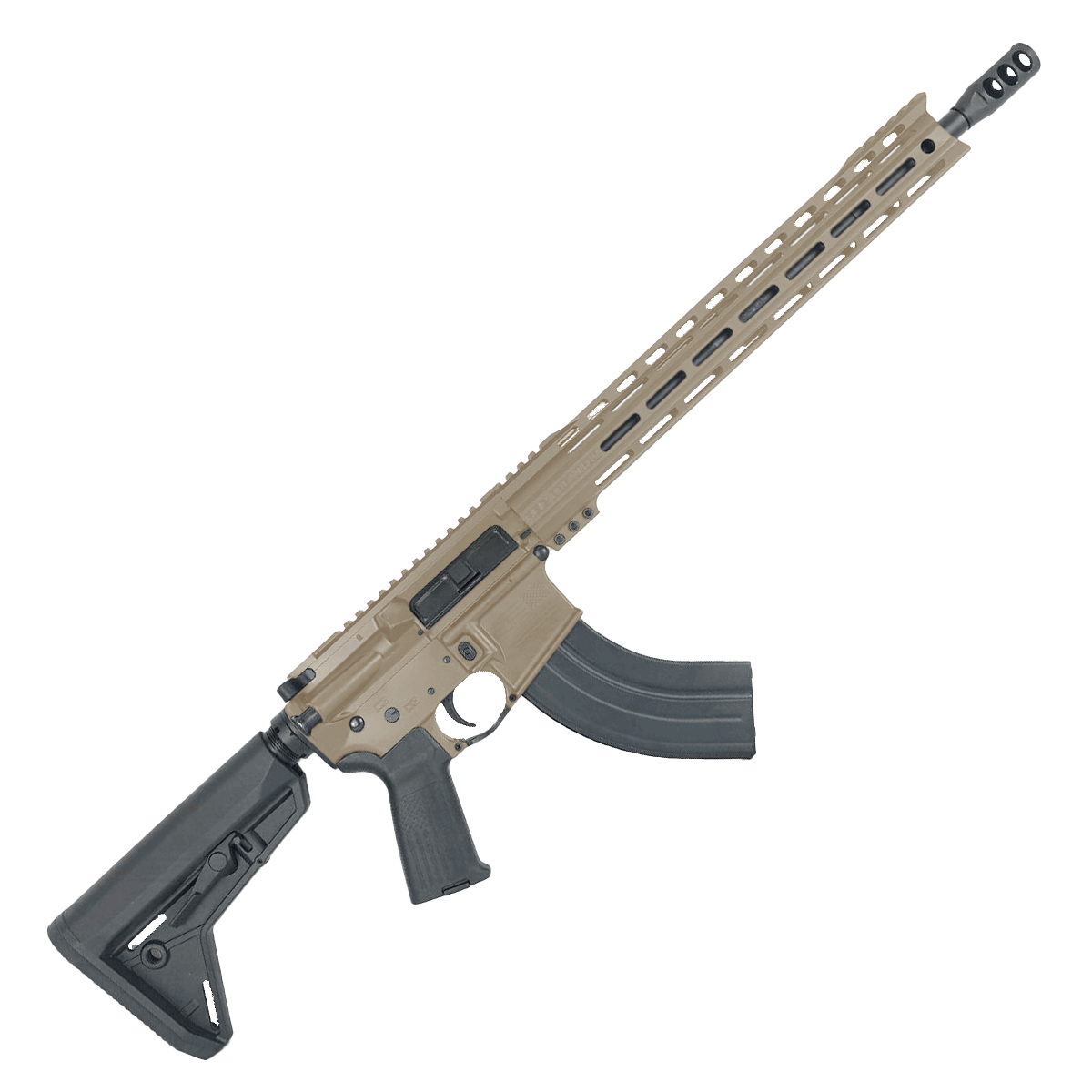 American Built Custom Semi Auto AR-47 7.62X39 MM Rifle16" Barrel Adjustable SL Stock 15" M-LOK Handguard - Flat Dark Earth