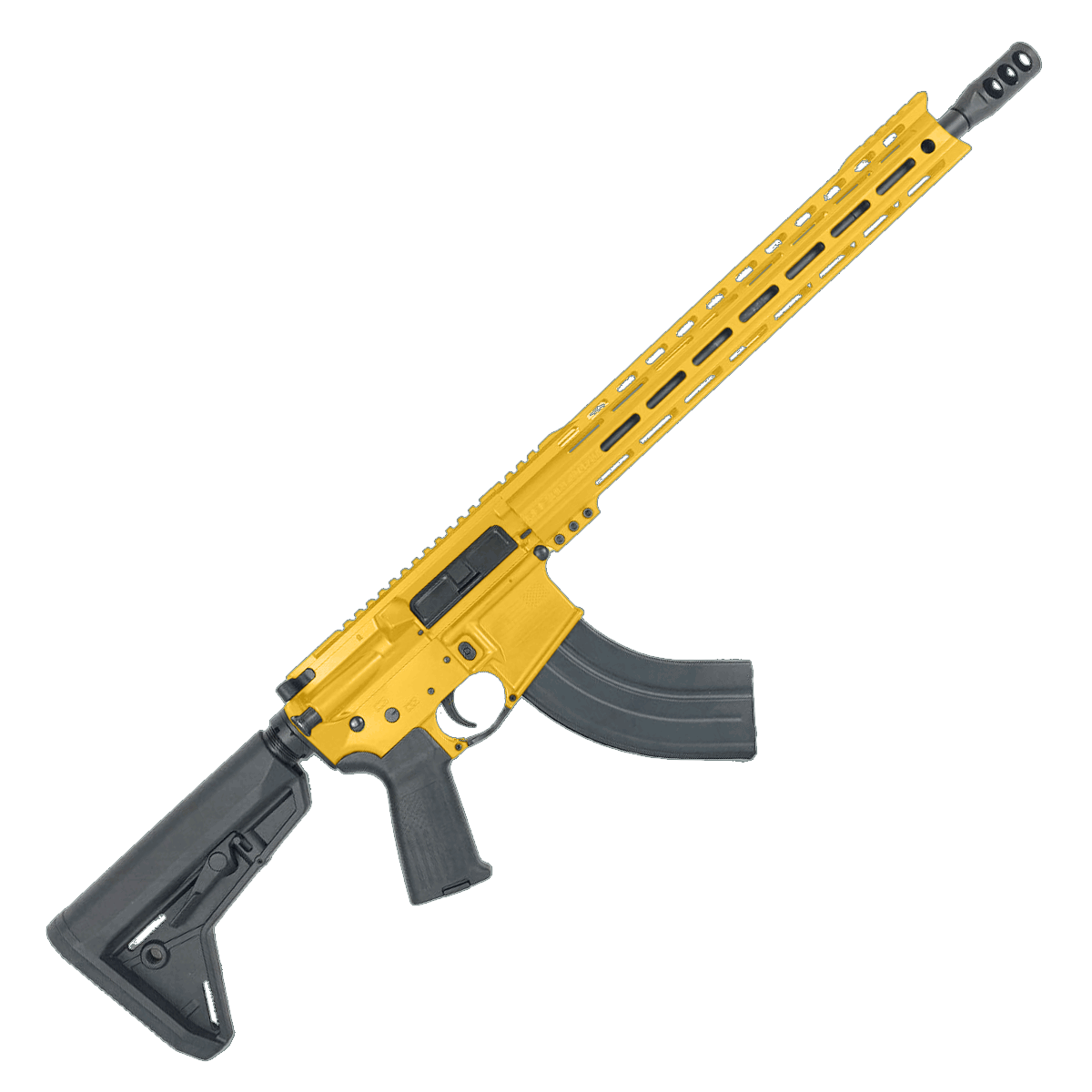 American Built Custom Semi Auto AR-47 7.62X39 MM Rifle16" Barrel Adjustable SL Stock 15" M-LOK Handguard - Gold