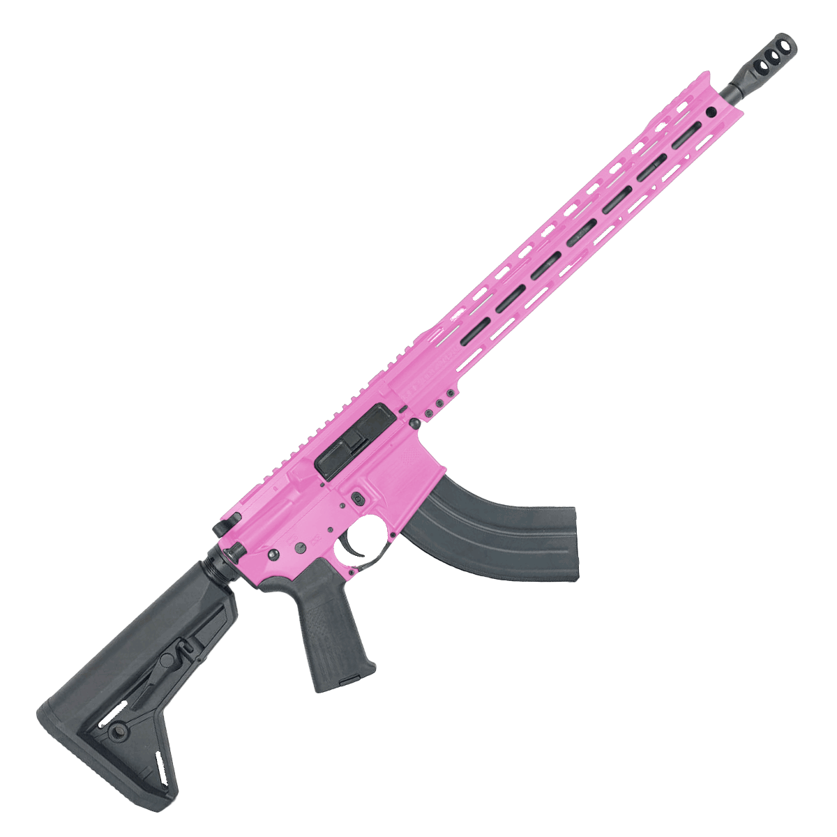 American Built Custom Semi Auto AR-47 7.62X39 MM Rifle16" Barrel Adjustable SL Stock 15" M-LOK Handguard - Sig Pink