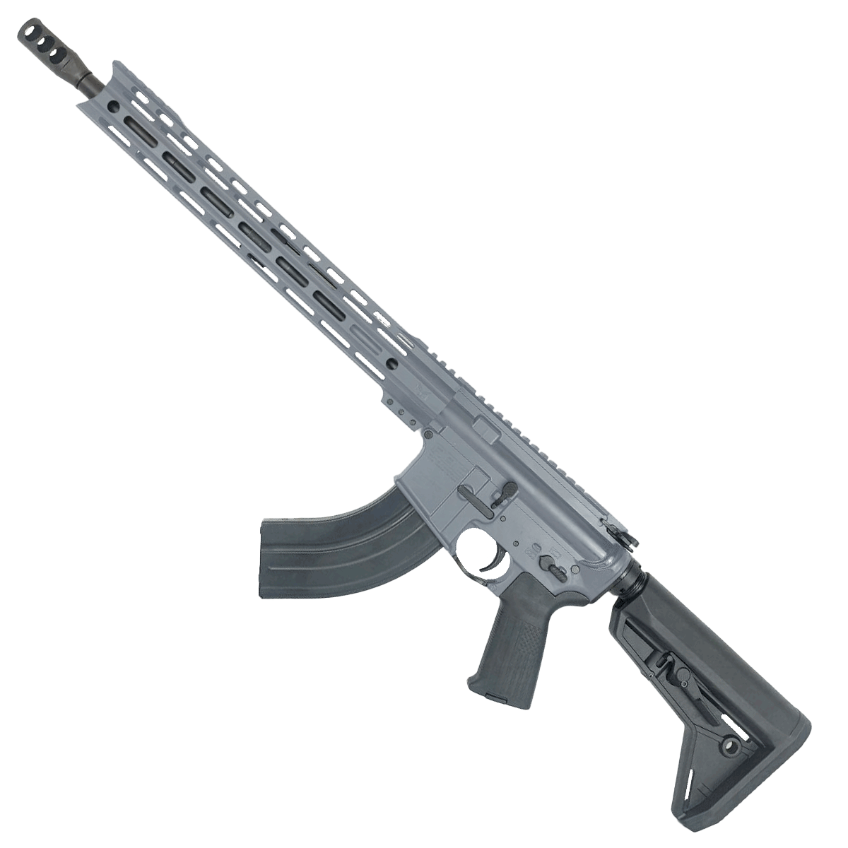American Built Custom Semi Auto AR-47 7.62X39 MM Rifle16" Barrel Adjustable SL Stock 15" M-LOK Handguard - Sniper Gray