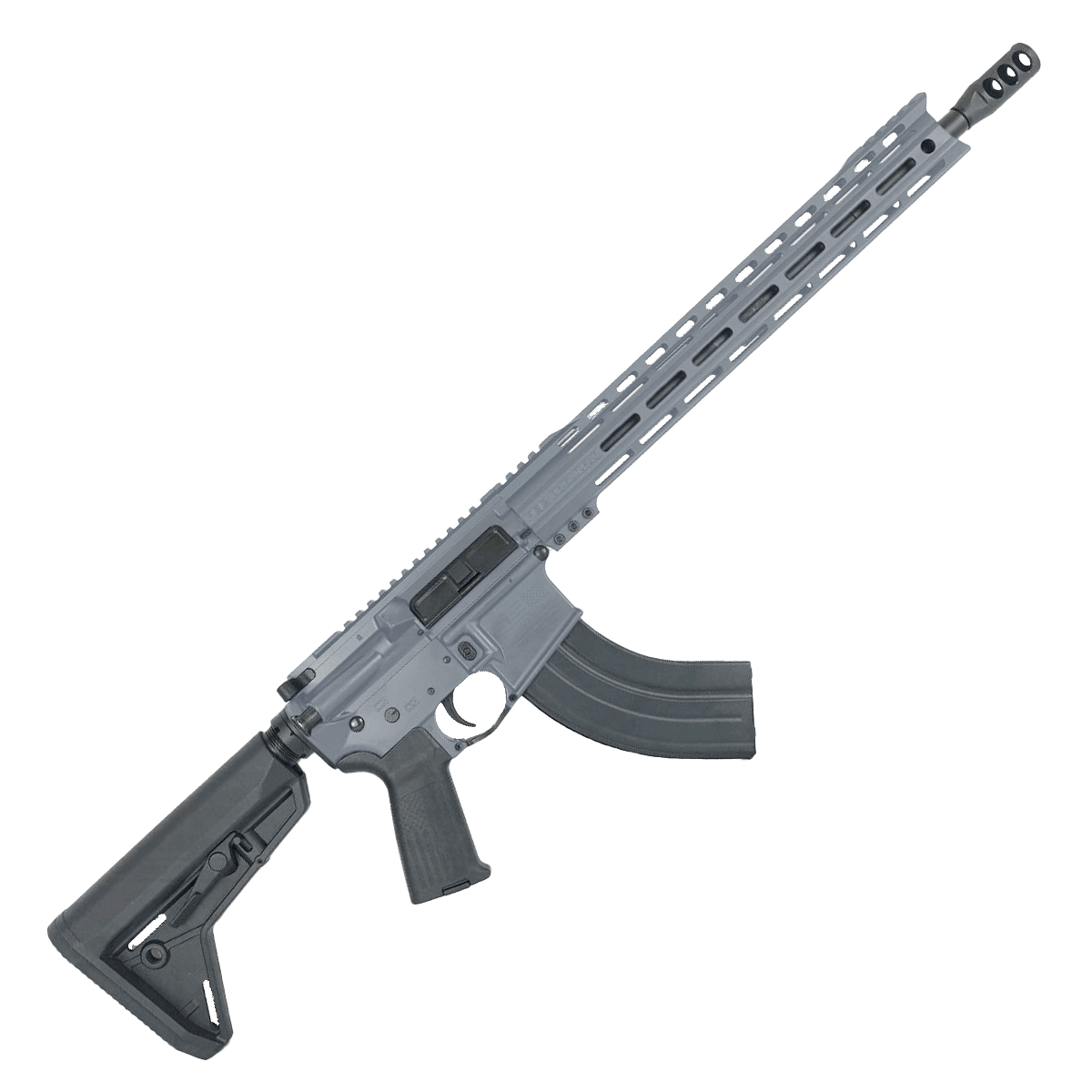 American Built Custom Semi Auto AR-47 7.62X39 MM Rifle16" Barrel Adjustable SL Stock 15" M-LOK Handguard - Sniper Gray