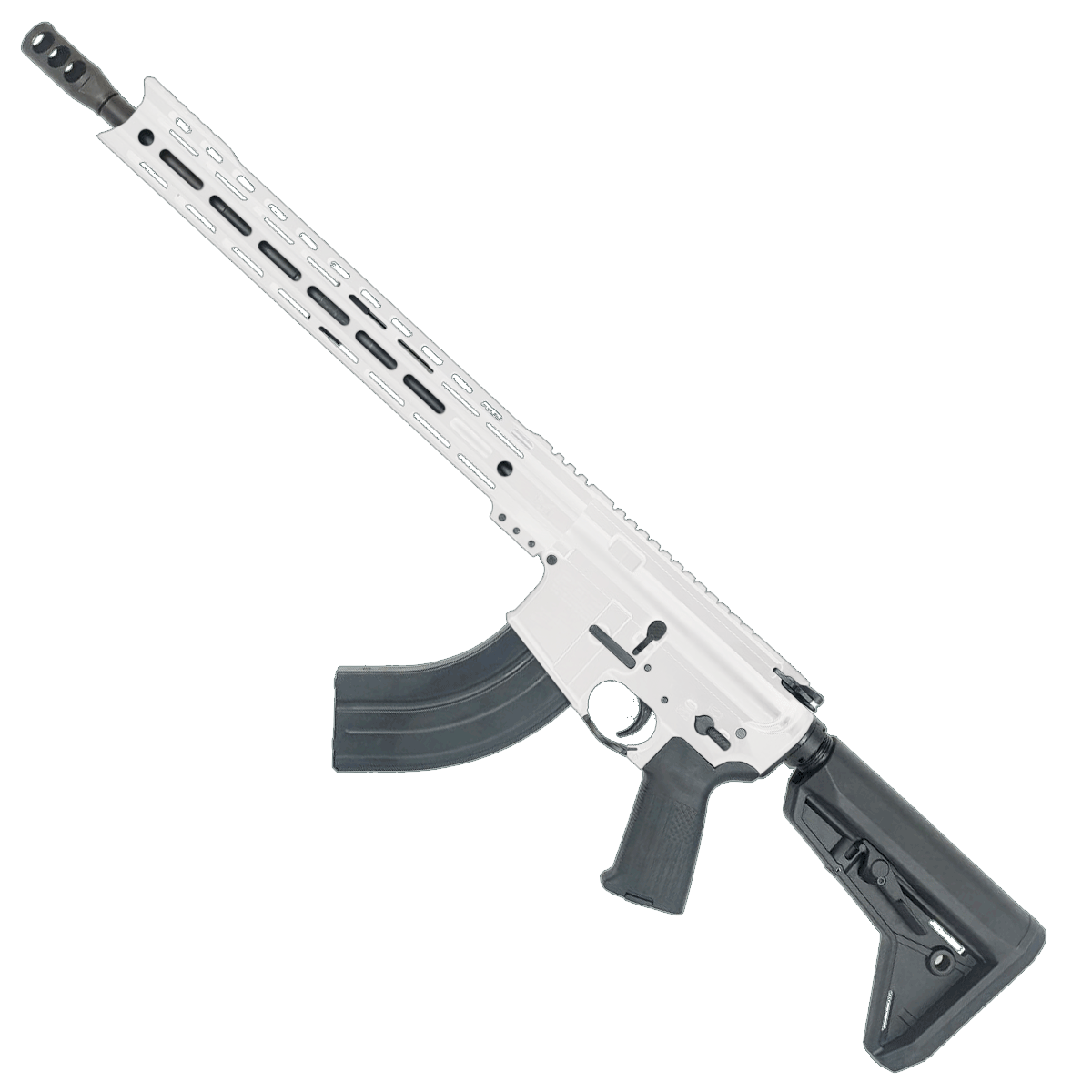 American Built Custom Semi Auto AR-47 7.62X39 MM Rifle16" Barrel Adjustable SL Stock 15" M-LOK Handguard - White