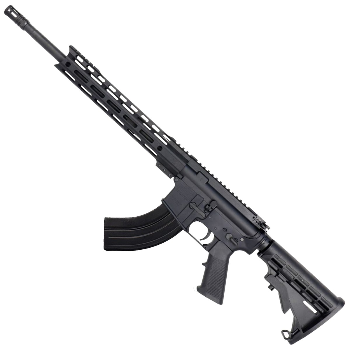 AR-15 7.62x39 Rifle 16" Barrel M4 Stock 12" Custom Hybrid Slim MLOK-Black