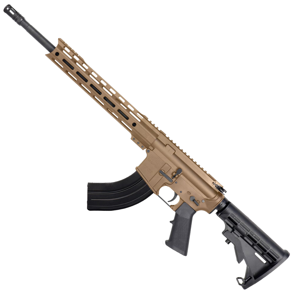 AR-15 7.62x39 Rifle 16" Barrel M4 Stock 12" Custom Hybrid Slim MLOK - Bronze