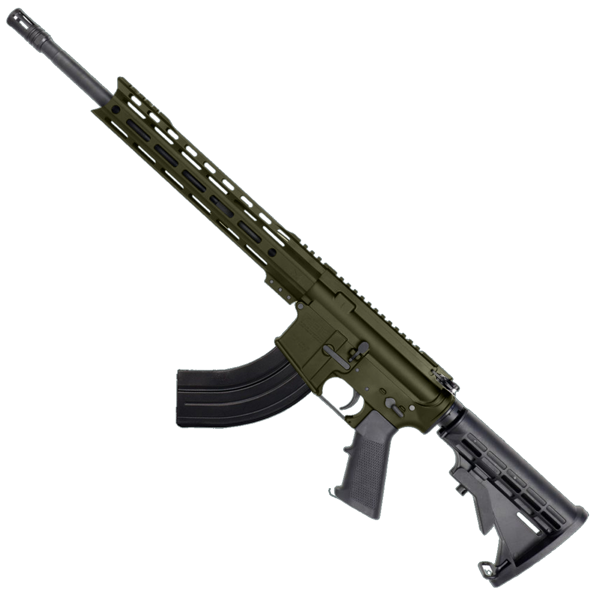 AR-15 7.62x39 Rifle 16" Barrel M4 Stock 12" Custom Hybrid Slim MLOK - Magpul ODG