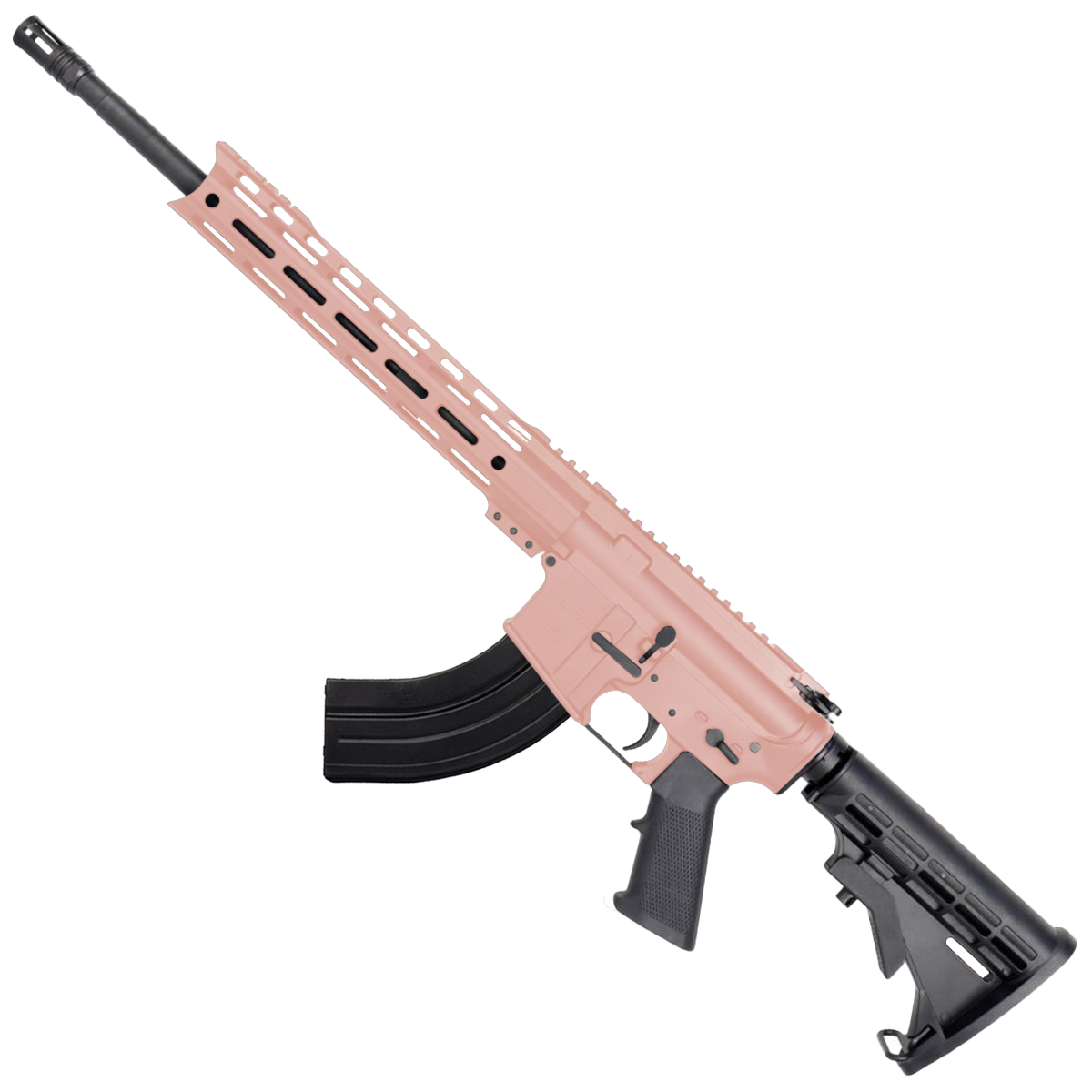 AR-15 7.62x39 Rifle 16" Barrel M4 Stock 12" Custom Hybrid Slim MLOK - Rose Gold