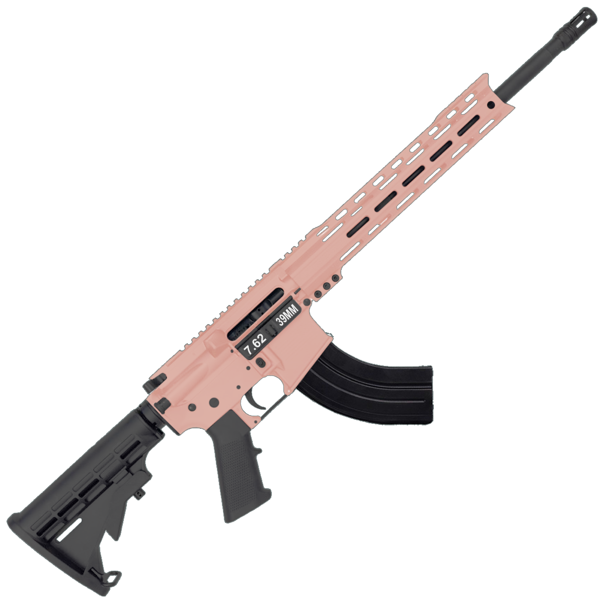 AR-15 7.62x39 Rifle 16" Barrel M4 Stock 12" Custom Hybrid Slim MLOK - Rose Gold
