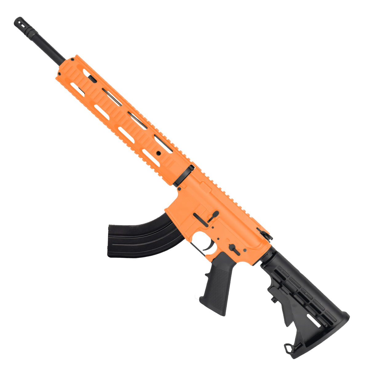 American Built Custom AR 7.62x39 Rifle 16" Barrel M4 Stock 12" QuadRail Handguard - Tequila Sunrise Orange