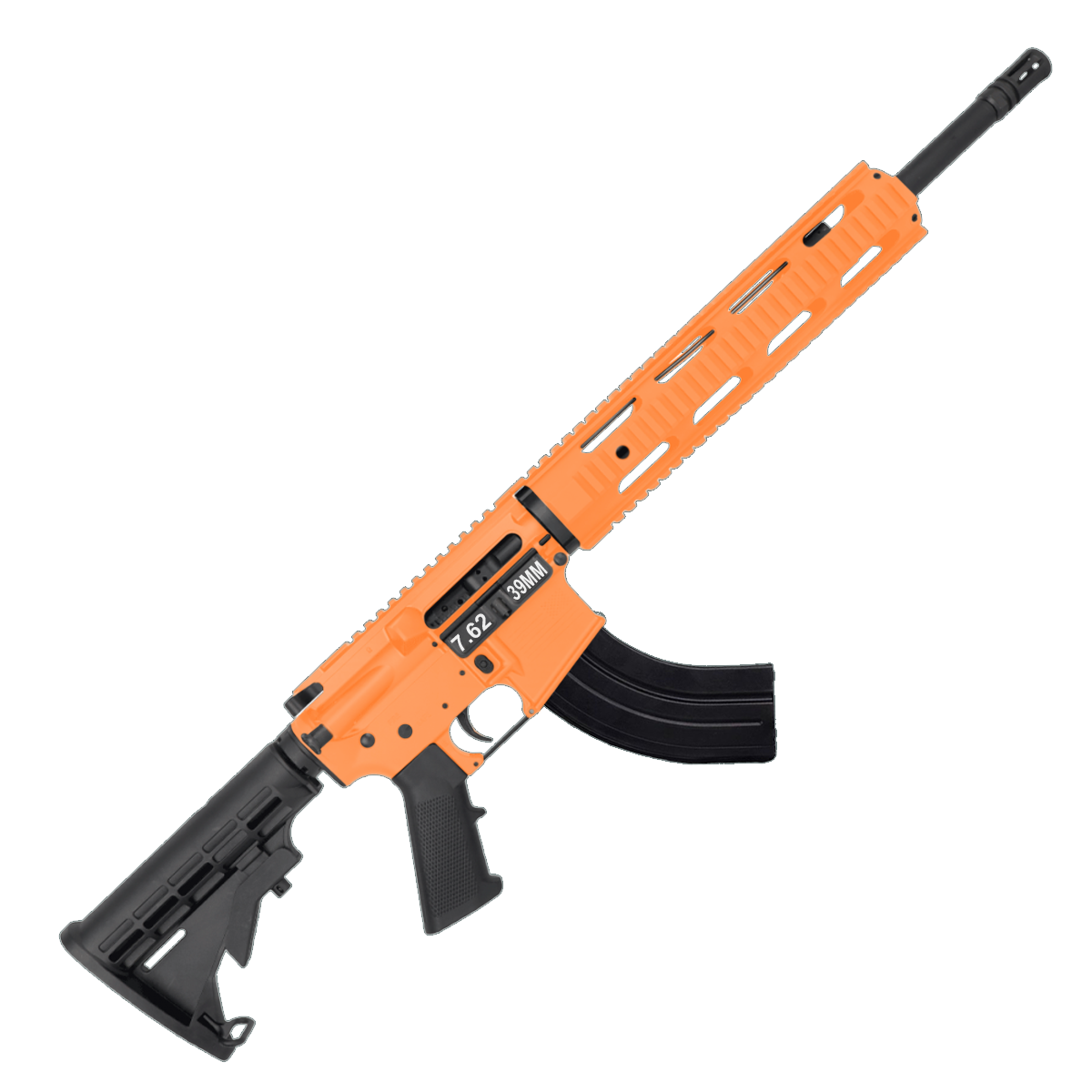 American Built Custom AR 7.62x39 Rifle 16" Barrel M4 Stock 12" QuadRail Handguard - Tequila Sunrise Orange