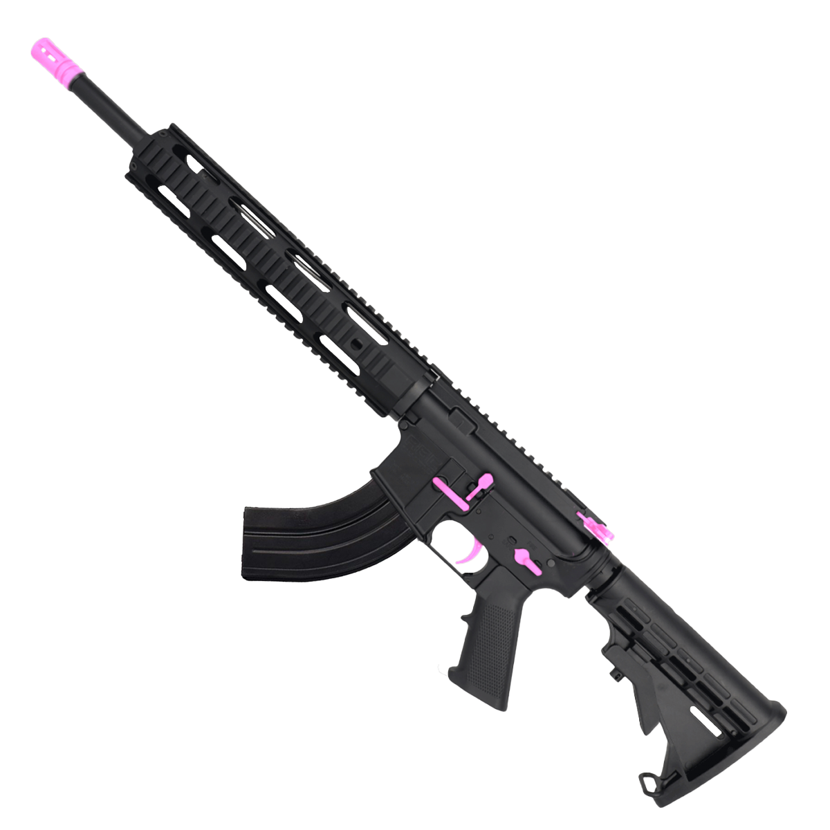 ABC Two-Tone AR 7.62x39 Rifle 16" Barrel M4 Stock 12" QuadRail Handguard - Black and Sig Pink