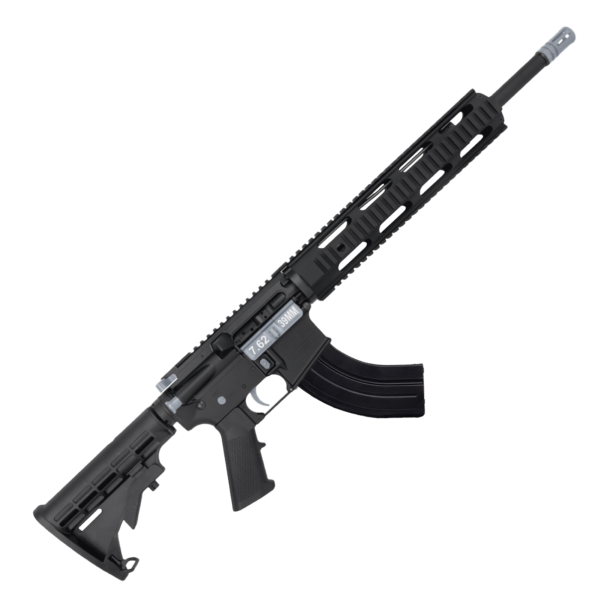 ABC Two-Tone AR 7.62x39 Rifle 16" Barrel M4 Stock 12" QuadRail Handguard - Black and Sniper Gray
