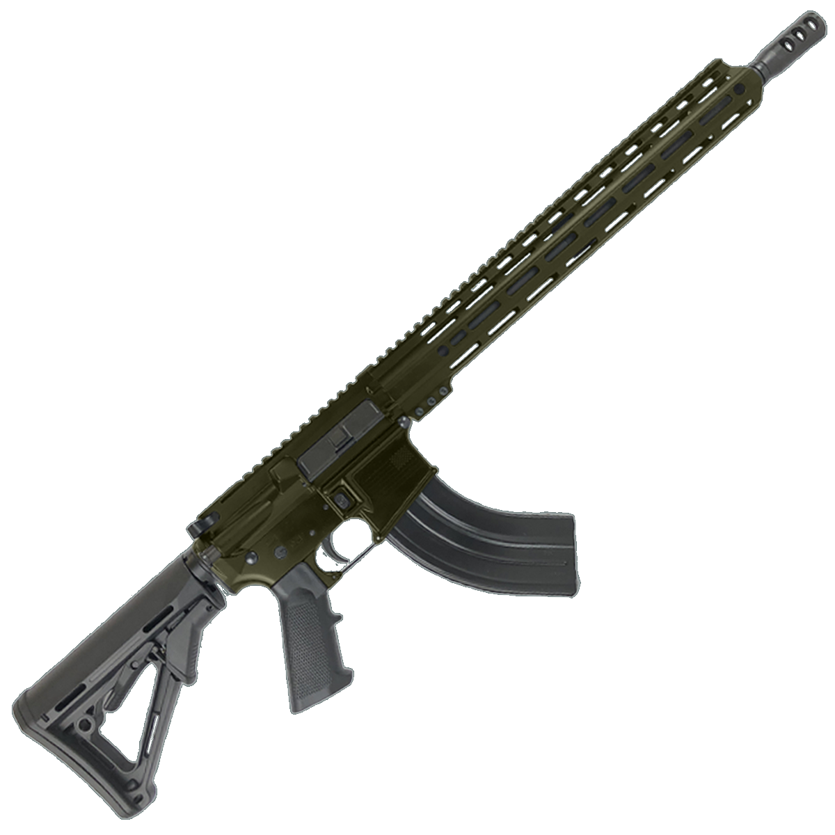 American Built Custom Semi Auto AR-15 7.62X39 MM Rifle 16" Barrel Adjustable Stock 15" Custom M-LOK Handguard - Magpul ODG