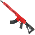 American Built Custom Semi Auto AR-15 7.62X39 MM Rifle 16" Barrel Adjustable Stock 15" Custom M-LOK Handguard - Red