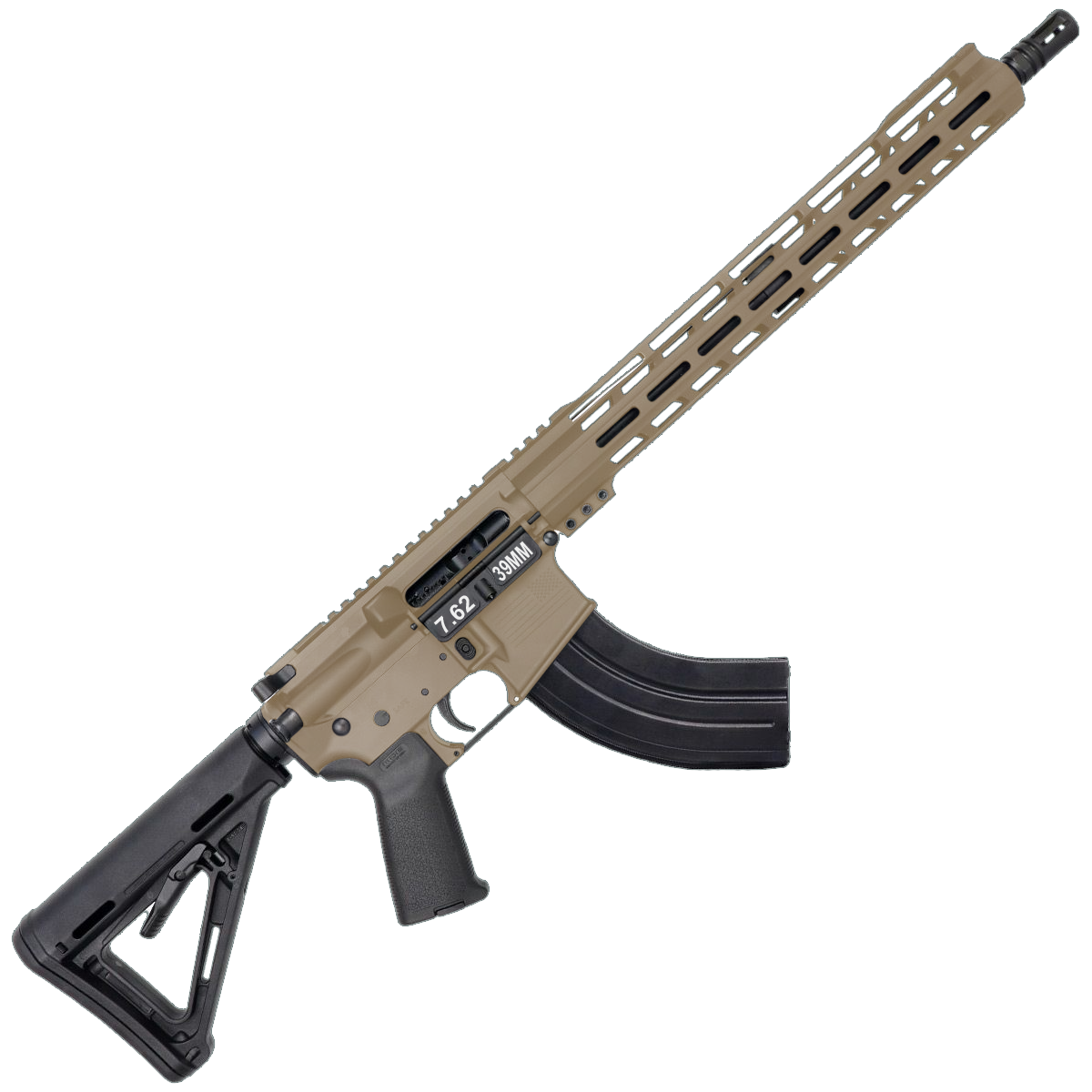 AR-15 7.62x39 Rifle 16" Barrel 15" Hybrid MLOK Handguard MOE- FDE